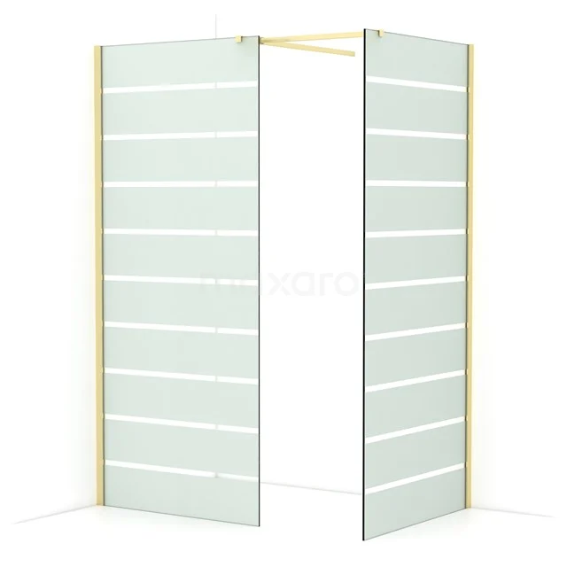 Diamond Walk-in shower | 90x90 cm Light gold Clear with matt stripes 2 fixed walls IDB0909516LG