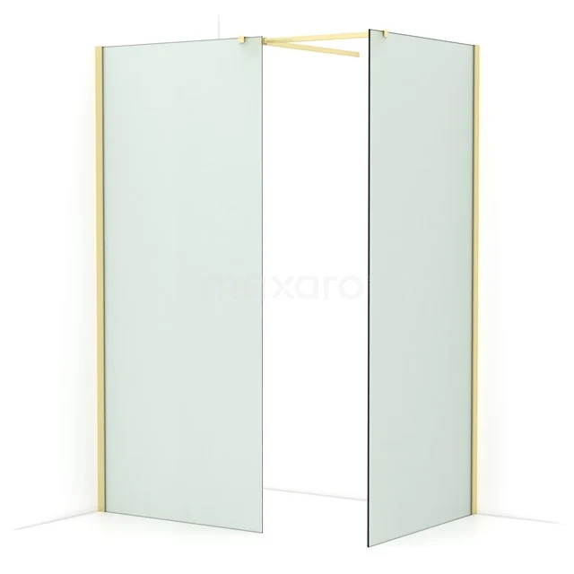 Diamond Walk-in shower | 90x90 cm Light gold Frosted glass 2 fixed walls IDB0909517LG