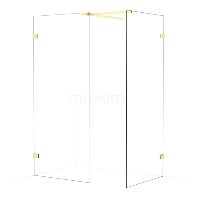 Diamond Walk-in shower | 90x90 cm Light gold Clear glass 2 fixed walls IDB0909520LG