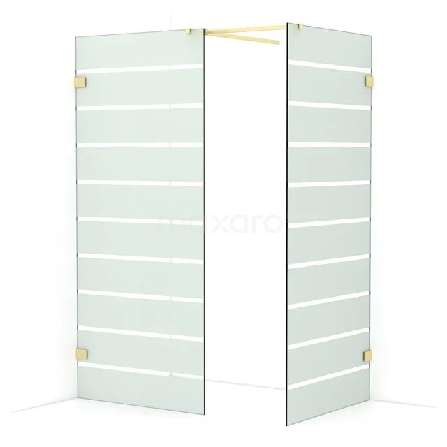 Diamond Walk-in shower | 90x90 cm Light gold Clear with matt stripes 2 fixed walls IDB0909526LG
