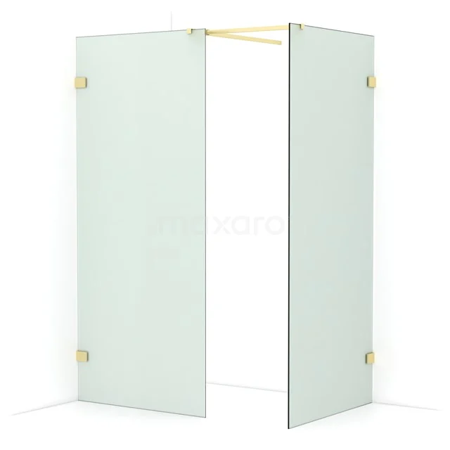 Diamond Walk-in shower | 90x90 cm Light gold Frosted glass 2 fixed walls IDB0909527LG