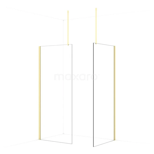 Diamond Walk-in shower | 90x90 cm Light gold Clear glass 2 fixed walls IDB0909910LG