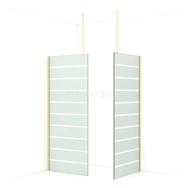 Diamond Walk-in shower | 90x90 cm Light gold Clear with matt stripes 2 fixed walls IDB0909916LG
