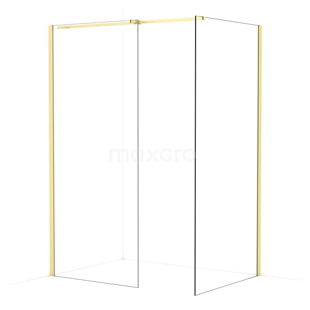 Diamond Walk-in shower | 100x90 cm Light gold Clear glass 2 fixed walls IDB0910310LG