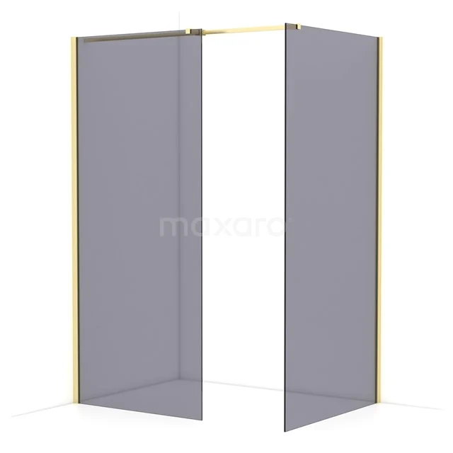 Diamond Walk-in shower | 100x90 cm Light gold Smoke glass 2 fixed walls IDB0910311LG