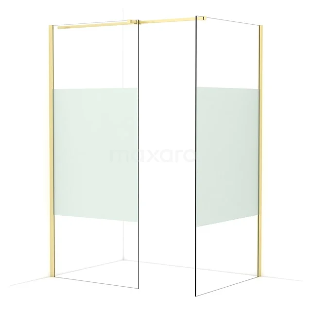 Diamond Walk-in shower | 100x90 cm Light gold Clear with matt strip 2 fixed walls IDB0910313LG