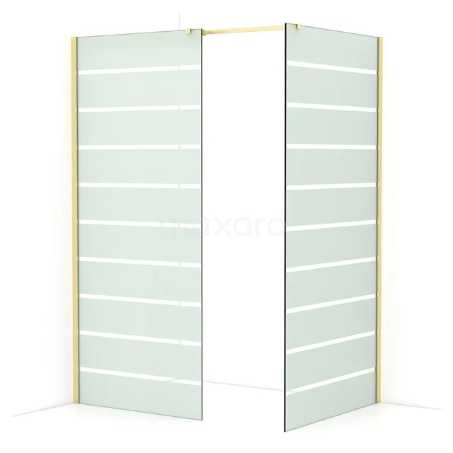Diamond Walk-in shower | 100x90 cm Light gold Clear with matt stripes 2 fixed walls IDB0910316LG