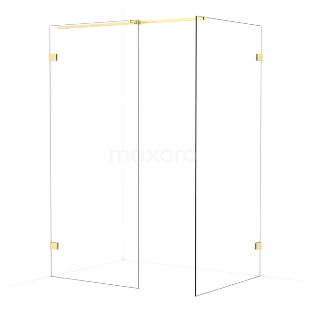 Diamond Walk-in shower | 100x90 cm Light gold Clear glass 2 fixed walls IDB0910320LG