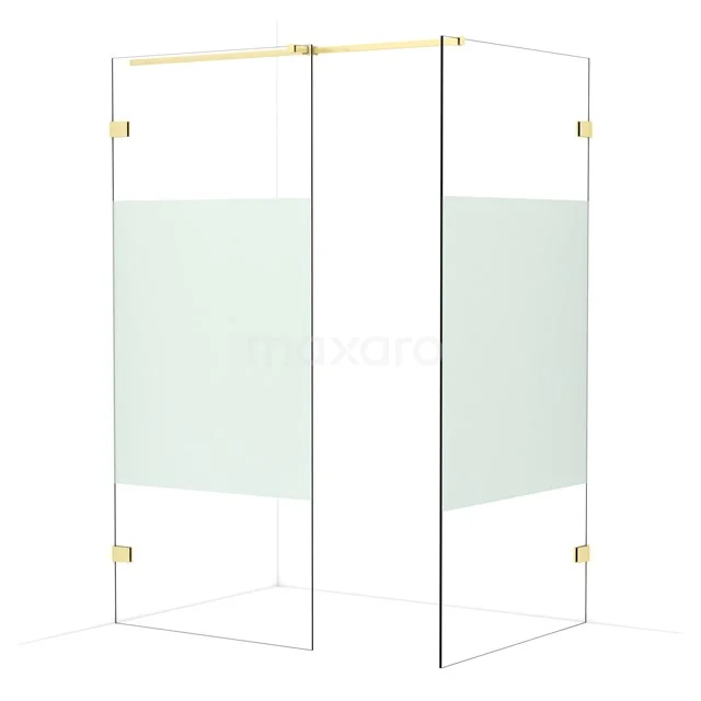 Diamond Walk-in shower | 100x90 cm Light gold Clear with matt strip 2 fixed walls IDB0910323LG