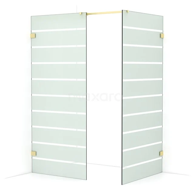 Diamond Walk-in shower | 100x90 cm Light gold Clear with matt stripes 2 fixed walls IDB0910326LG