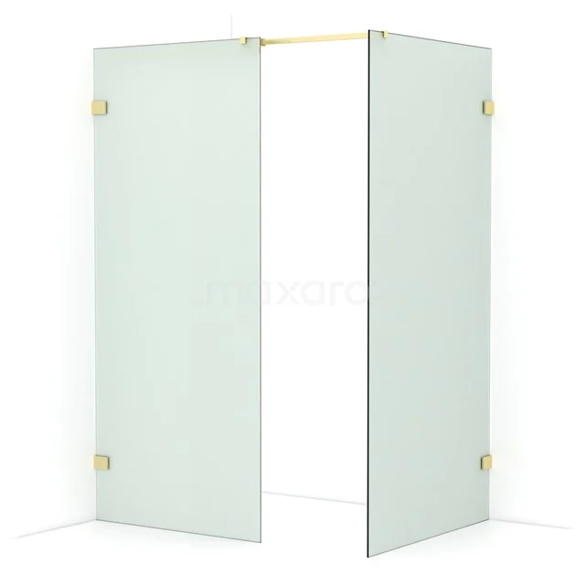 Diamond Walk-in shower | 100x90 cm Light gold Frosted glass 2 fixed walls IDB0910327LG