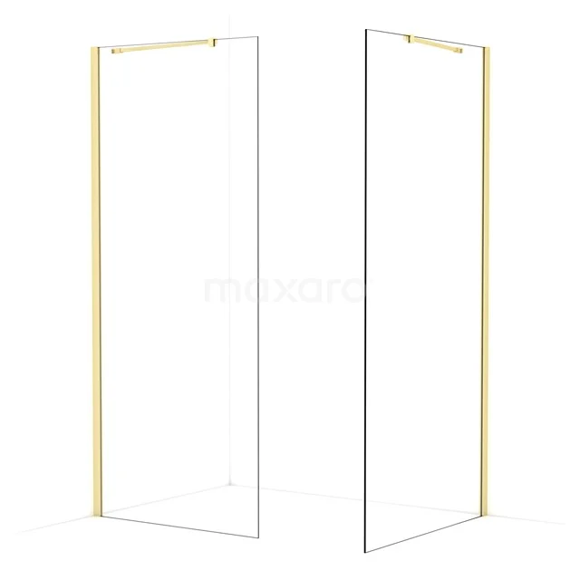 Diamond Walk-in shower | 100x90 cm Light gold Clear glass 2 fixed walls IDB0910410LG