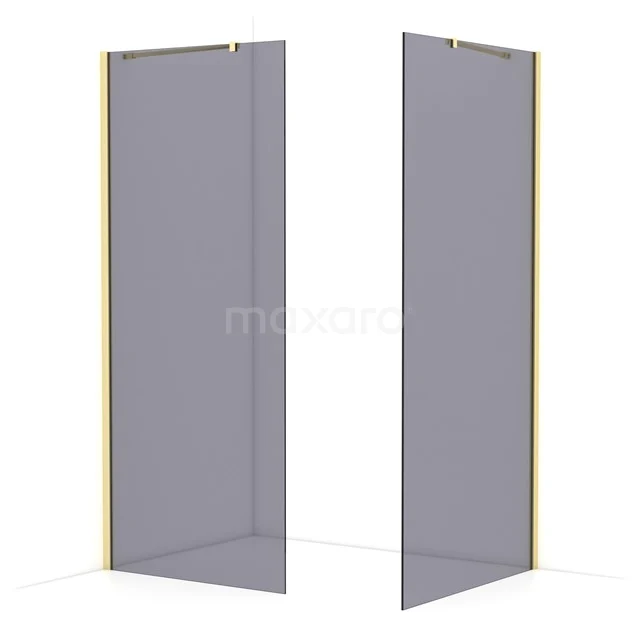 Diamond Walk-in shower | 100x90 cm Light gold Smoke glass 2 fixed walls IDB0910411LG