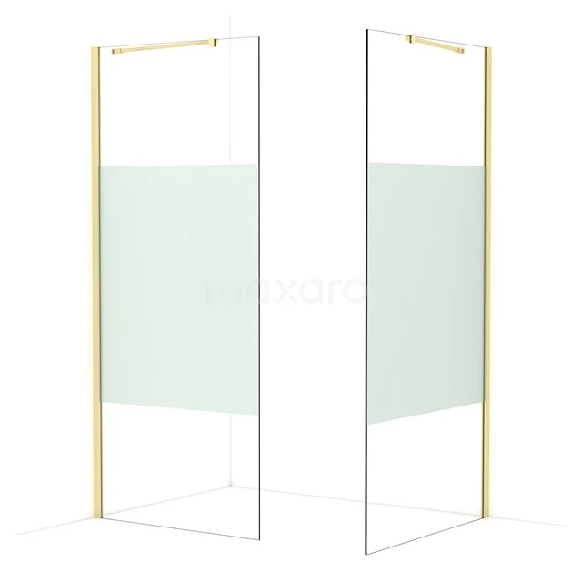 Diamond Walk-in shower | 100x90 cm Light gold Clear with matt strip 2 fixed walls IDB0910413LG