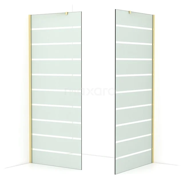 Diamond Walk-in shower | 100x90 cm Light gold Clear with matt stripes 2 fixed walls IDB0910416LG