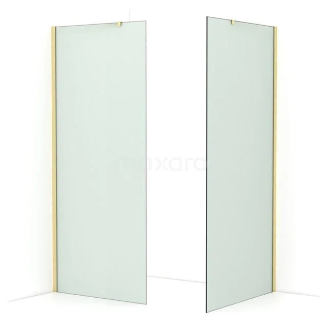 Diamond Walk-in shower | 100x90 cm Light gold Frosted glass 2 fixed walls IDB0910417LG