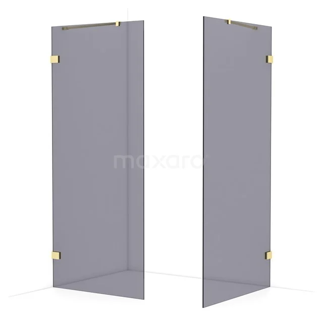 Diamond Walk-in shower | 100x90 cm Light gold Smoke glass 2 fixed walls IDB0910421LG