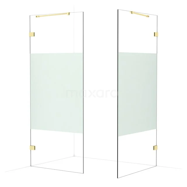 Diamond Walk-in shower | 100x90 cm Light gold Clear with matt strip 2 fixed walls IDB0910423LG