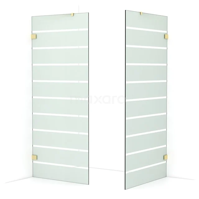 Diamond Walk-in shower | 100x90 cm Light gold Clear with matt stripes 2 fixed walls IDB0910426LG