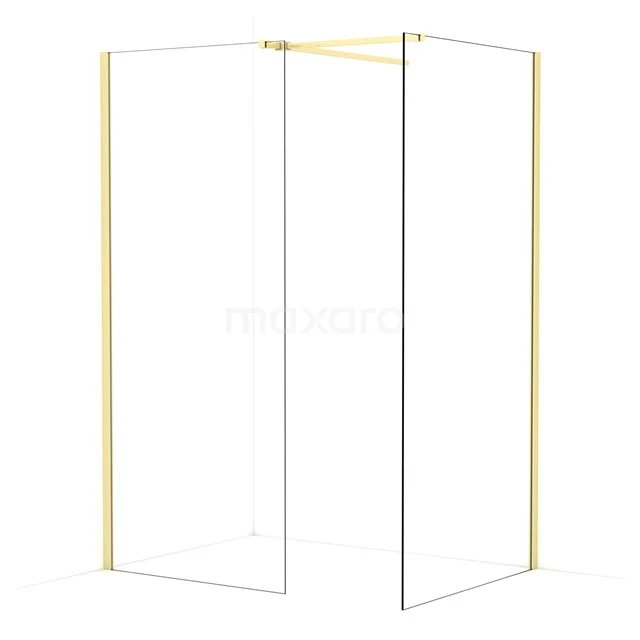 Diamond Walk-in shower | 100x90 cm Light gold Clear glass 2 fixed walls IDB0910510LG