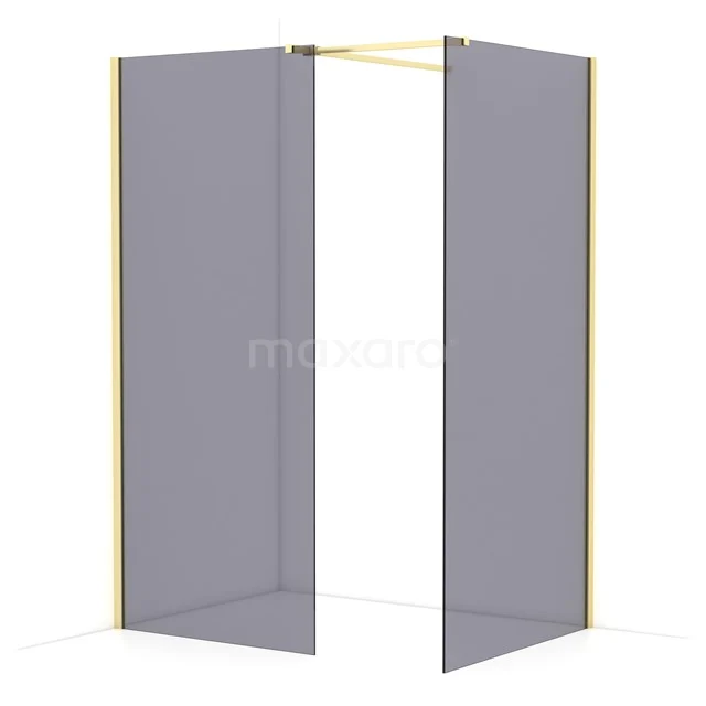 Diamond Walk-in shower | 100x90 cm Light gold Smoke glass 2 fixed walls IDB0910511LG