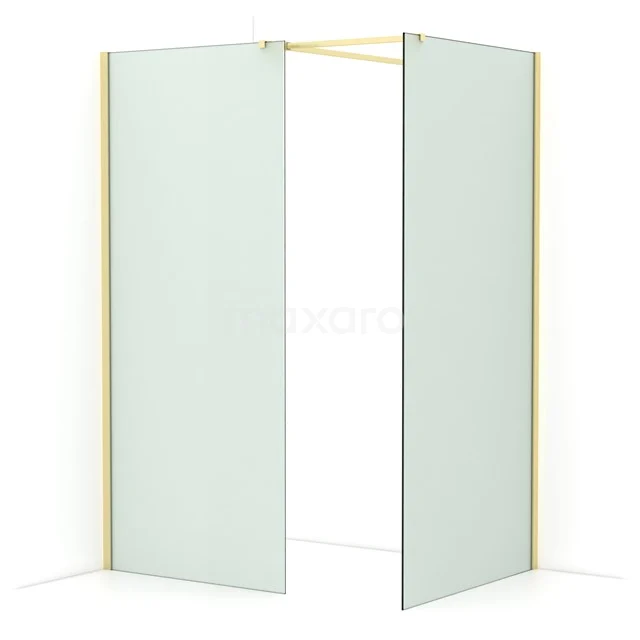 Diamond Walk-in shower | 100x90 cm Light gold Frosted glass 2 fixed walls IDB0910517LG