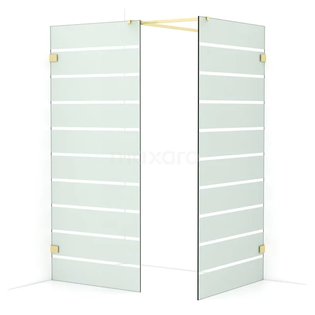 Diamond Walk-in shower | 100x90 cm Light gold Clear with matt stripes 2 fixed walls IDB0910526LG