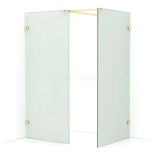 Diamond Walk-in shower | 100x90 cm Light gold Frosted glass 2 fixed walls IDB0910527LG
