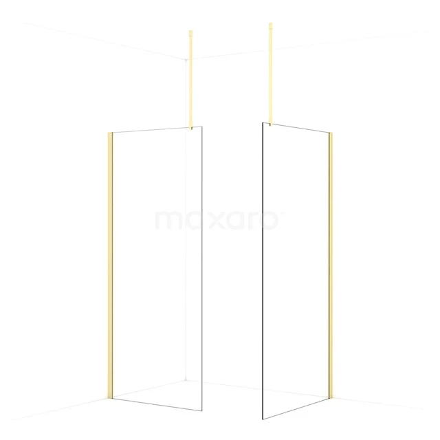 Diamond Walk-in shower | 100x90 cm Light gold Clear glass 2 fixed walls IDB0910910LG