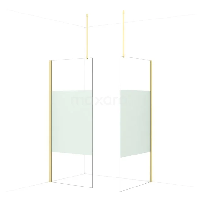 Diamond Walk-in shower | 100x90 cm Light gold Clear with matt strip 2 fixed walls IDB0910913LG