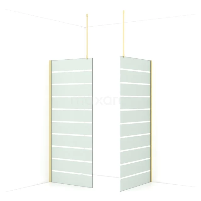 Diamond Walk-in shower | 100x90 cm Light gold Clear with matt stripes 2 fixed walls IDB0910916LG