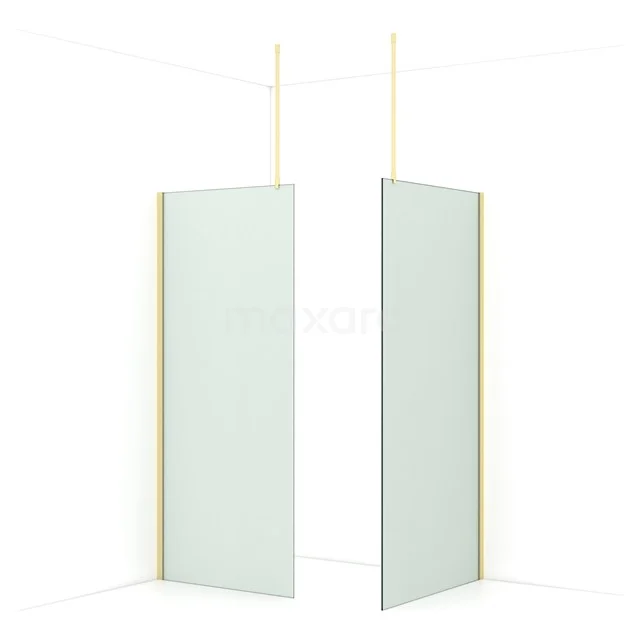 Diamond Walk-in shower | 100x90 cm Light gold Frosted glass 2 fixed walls IDB0910917LG