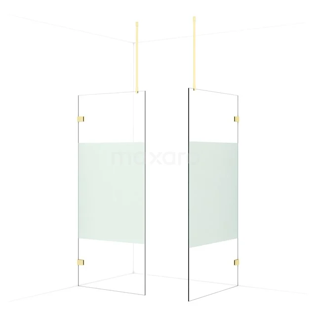 Diamond begehbare Dusche | 100x90 cm Helles Gold  2 feste Wände IDB0910923LG