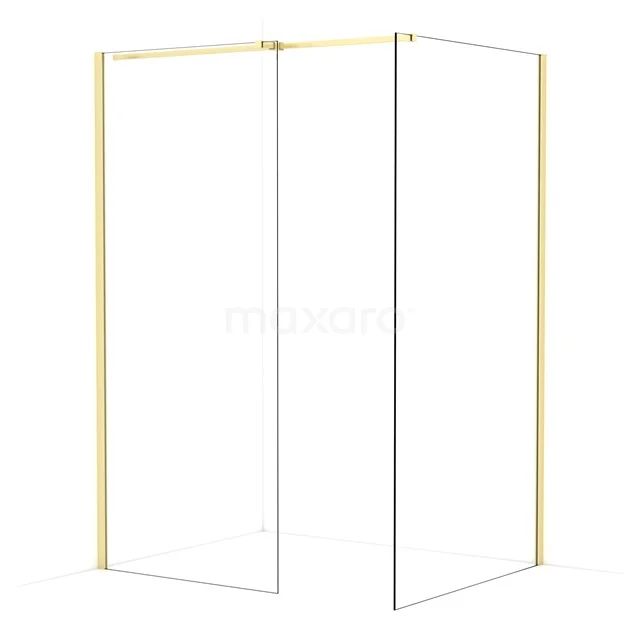 Diamond Walk-in shower | 110x90 cm Light gold Clear glass 2 fixed walls IDB0911310LG