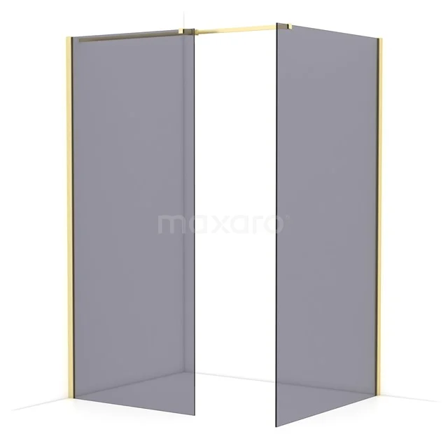 Diamond Walk-in shower | 110x90 cm Light gold Smoke glass 2 fixed walls IDB0911311LG
