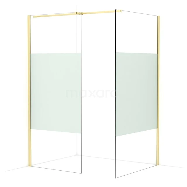 Diamond Walk-in shower | 110x90 cm Light gold Clear with matt strip 2 fixed walls IDB0911313LG