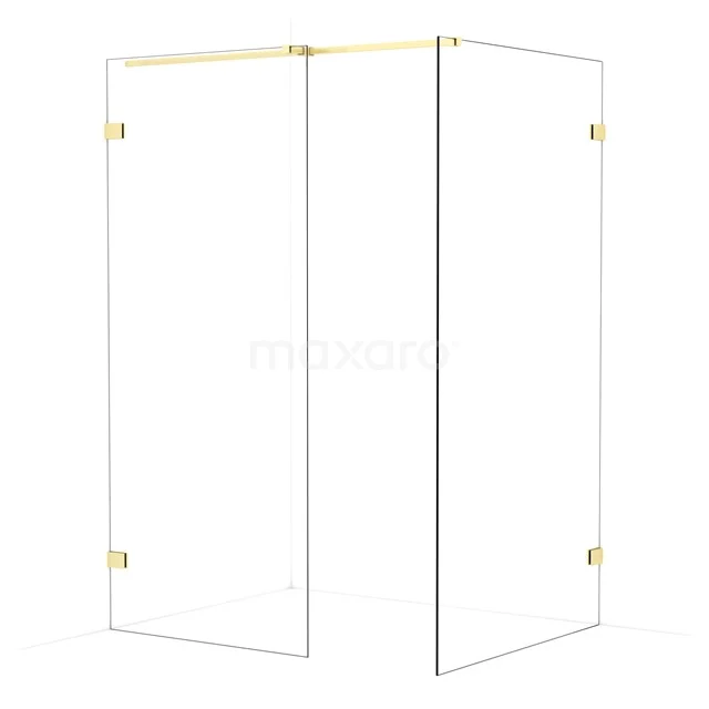 Diamond Walk-in shower | 110x90 cm Light gold Clear glass 2 fixed walls IDB0911320LG