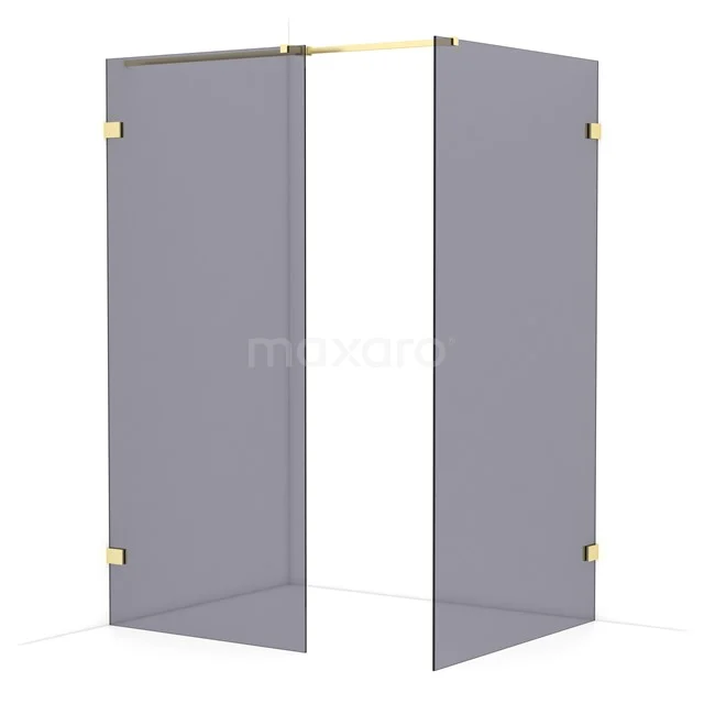 Diamond Walk-in shower | 110x90 cm Light gold Smoke glass 2 fixed walls IDB0911321LG