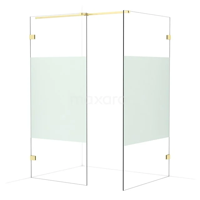 Diamond Walk-in shower | 110x90 cm Light gold Clear with matt strip 2 fixed walls IDB0911323LG