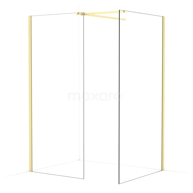Diamond Walk-in shower | 110x90 cm Light gold Clear glass 2 fixed walls IDB0911510LG