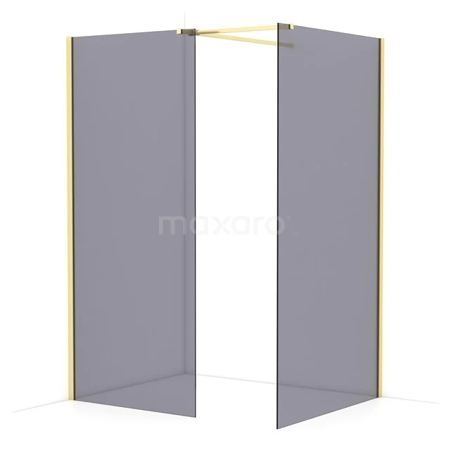 Diamond Walk-in shower | 110x90 cm Light gold Smoke glass 2 fixed walls IDB0911511LG