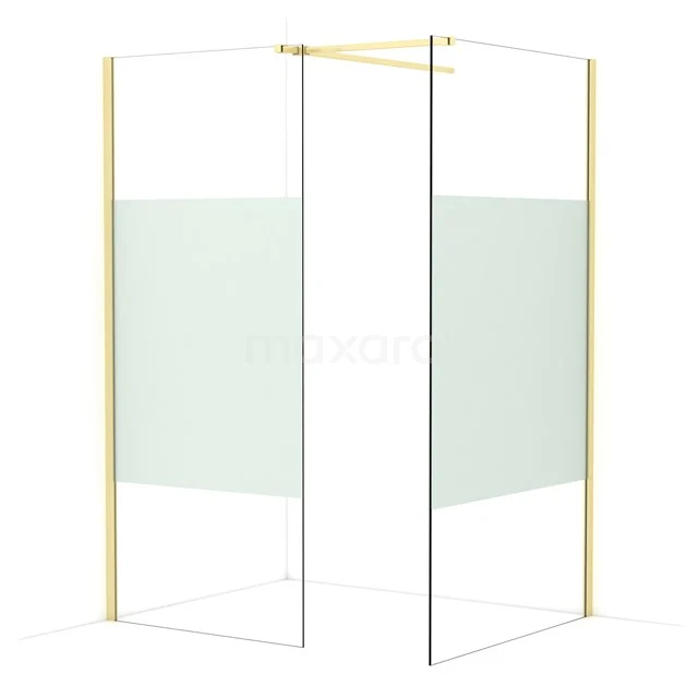 Diamond Walk-in shower | 110x90 cm Light gold Clear with matt strip 2 fixed walls IDB0911513LG
