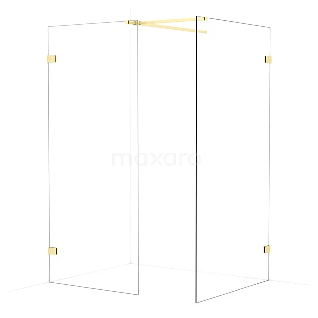 Diamond Walk-in shower | 110x90 cm Light gold Clear glass 2 fixed walls IDB0911520LG
