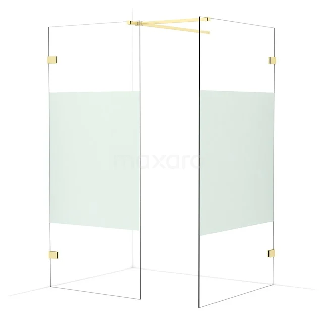 Diamond Walk-in shower | 110x90 cm Light gold Clear with matt strip 2 fixed walls IDB0911523LG