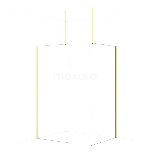Diamond Walk-in shower | 110x90 cm Light gold Clear glass 2 fixed walls IDB0911910LG