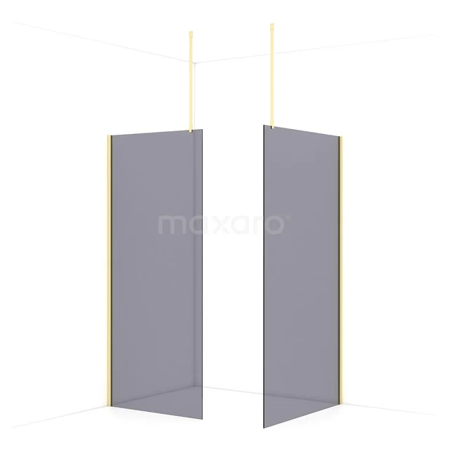 Diamond Walk-in shower | 110x90 cm Light gold Smoke glass 2 fixed walls IDB0911911LG