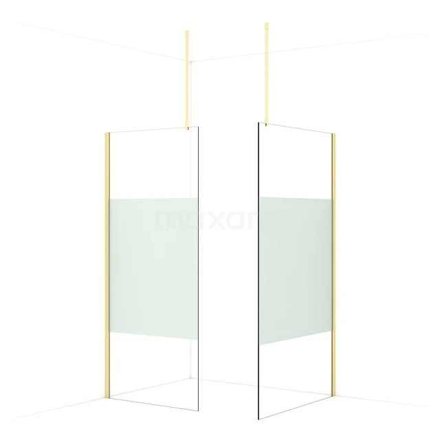 Diamond Walk-in shower | 110x90 cm Light gold Clear with matt strip 2 fixed walls IDB0911913LG