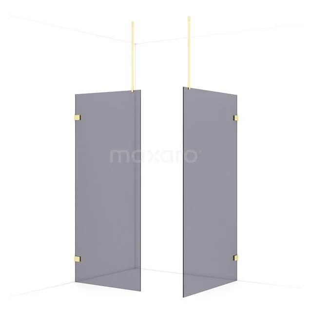 Diamond Walk-in shower | 110x90 cm Light gold Smoke glass 2 fixed walls IDB0911921LG