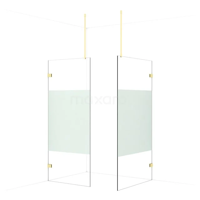 Diamond Walk-in shower | 110x90 cm Light gold Clear with matt strip 2 fixed walls IDB0911923LG