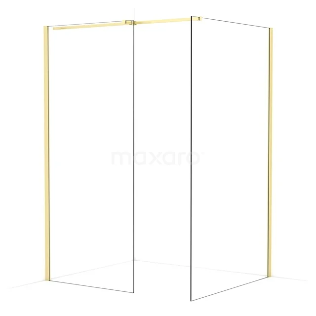 Diamond Walk-in shower | 120x90 cm Light gold Clear glass 2 fixed walls IDB0912310LG